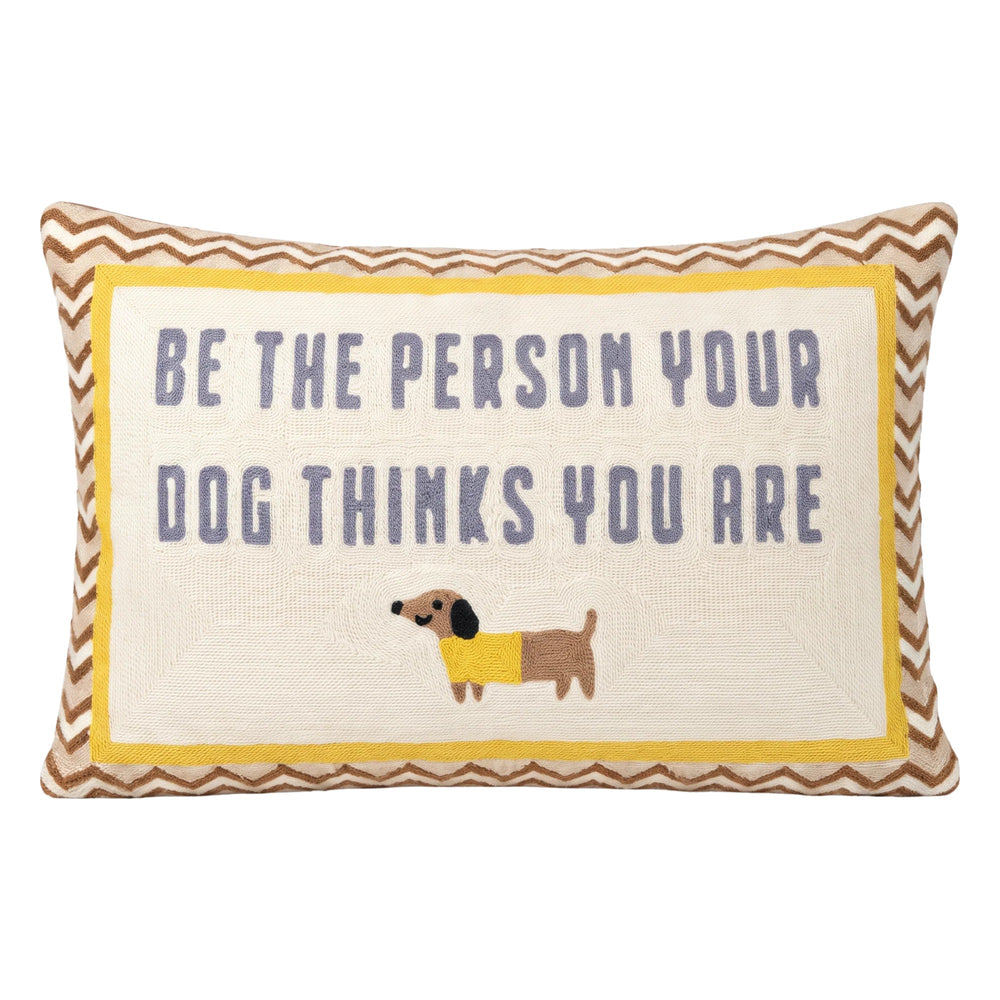 Dog Lover dachshund needlepoint cushion by The Pillow Drop