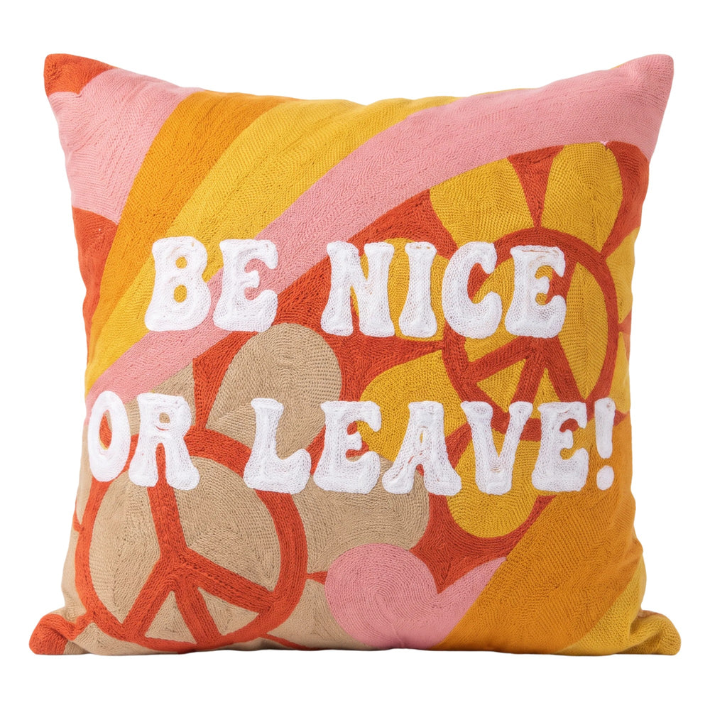 Be Nice or Leave needlepoint cushion by The Pillow Drop