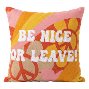 Be Nice or Leave needlepoint cushion by The Pillow Drop