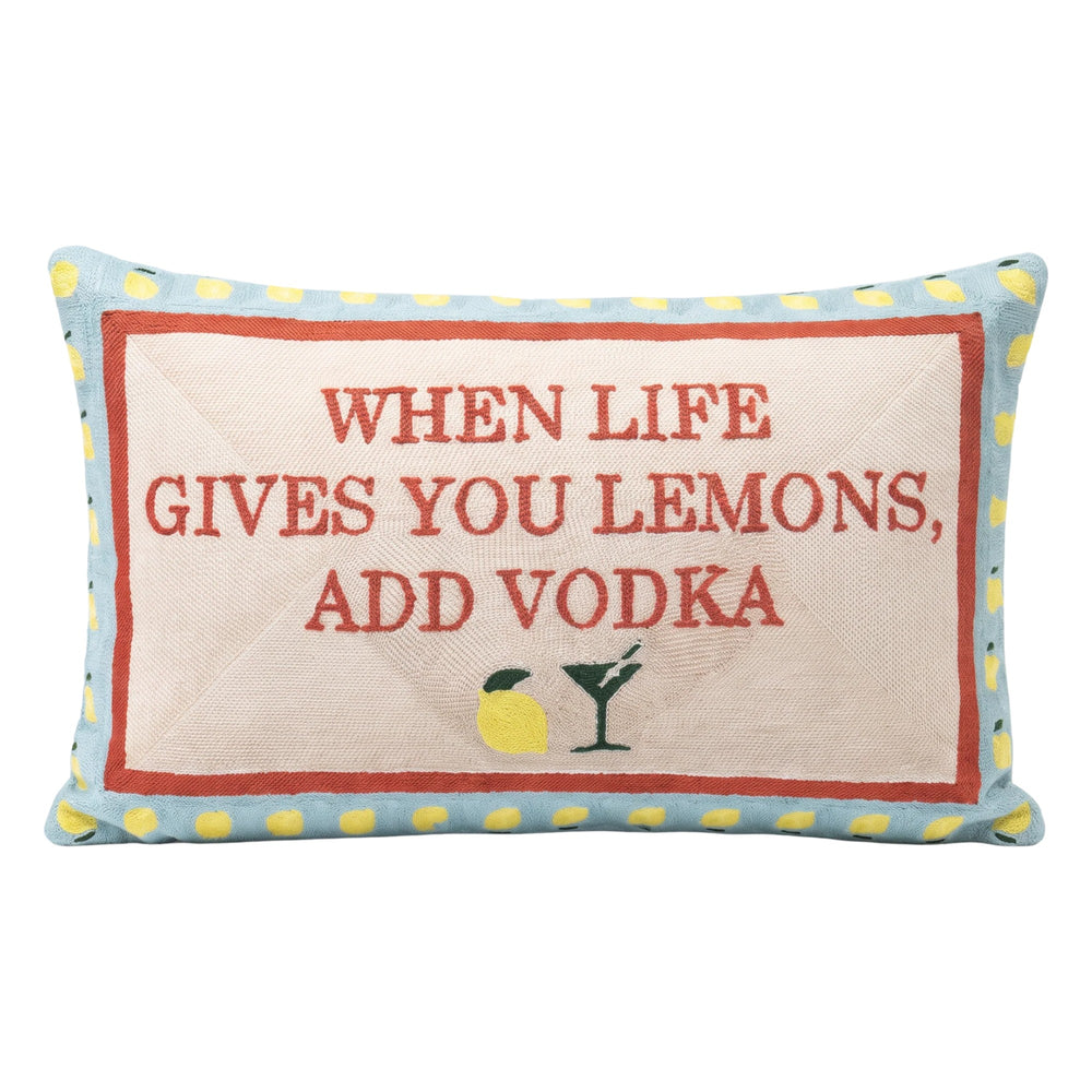 When Life Gives You Lemons, Add Vodka needlepoint cushion by The Pillow Drop