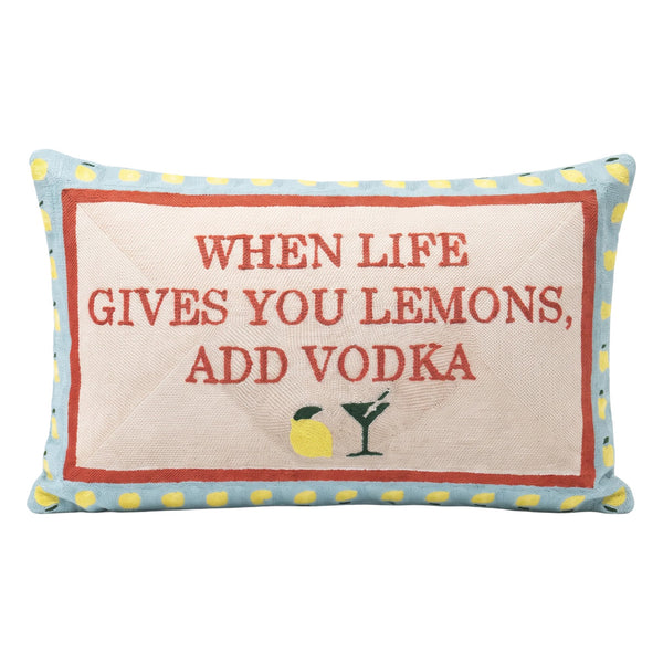 When Life Gives You Lemons, Add Vodka needlepoint cushion by The Pillow Drop