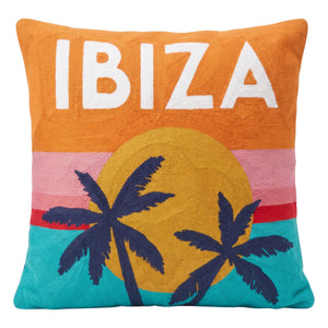 Ibiza Sunset needlepoint cushion by The Pillow Drop