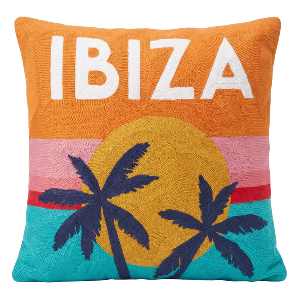 Ibiza Sunset needlepoint cushion by The Pillow Drop