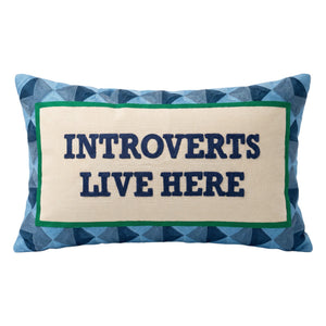 Introverts Live Here needlepoint cushion by The Pillow Drop