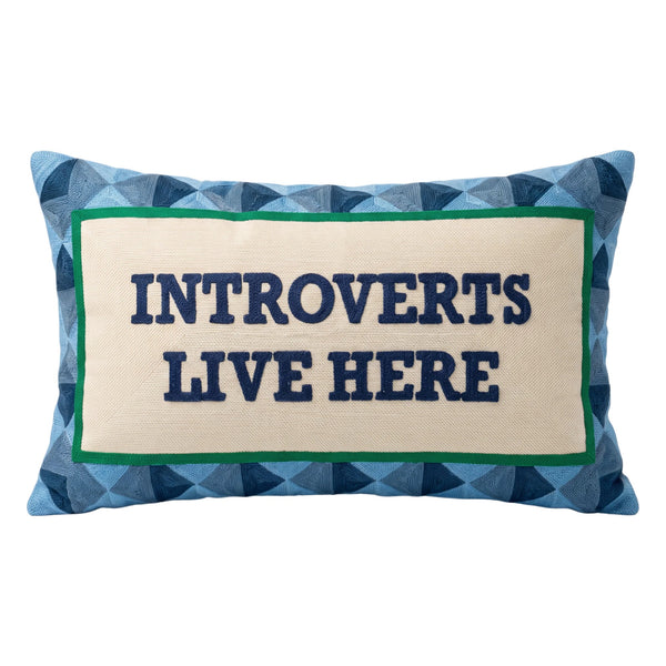 Introverts Live Here needlepoint cushion by The Pillow Drop