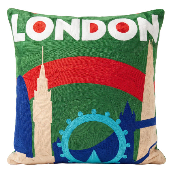 London Skyline needlepoint cushion by The Pillow Drop
