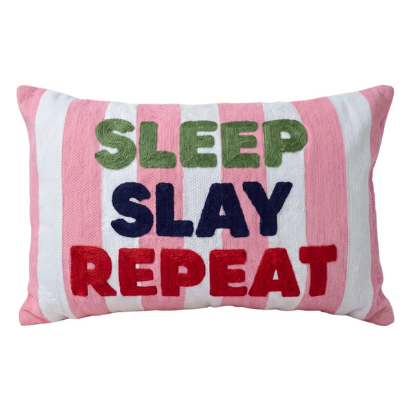 Sleep Slay Repeat needlepoint cushion by The Pillow Drop