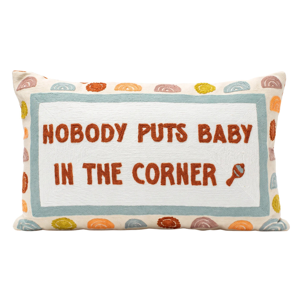 Nobody Puts Baby In The Corner needlepoint cushion by The Pillow Drop