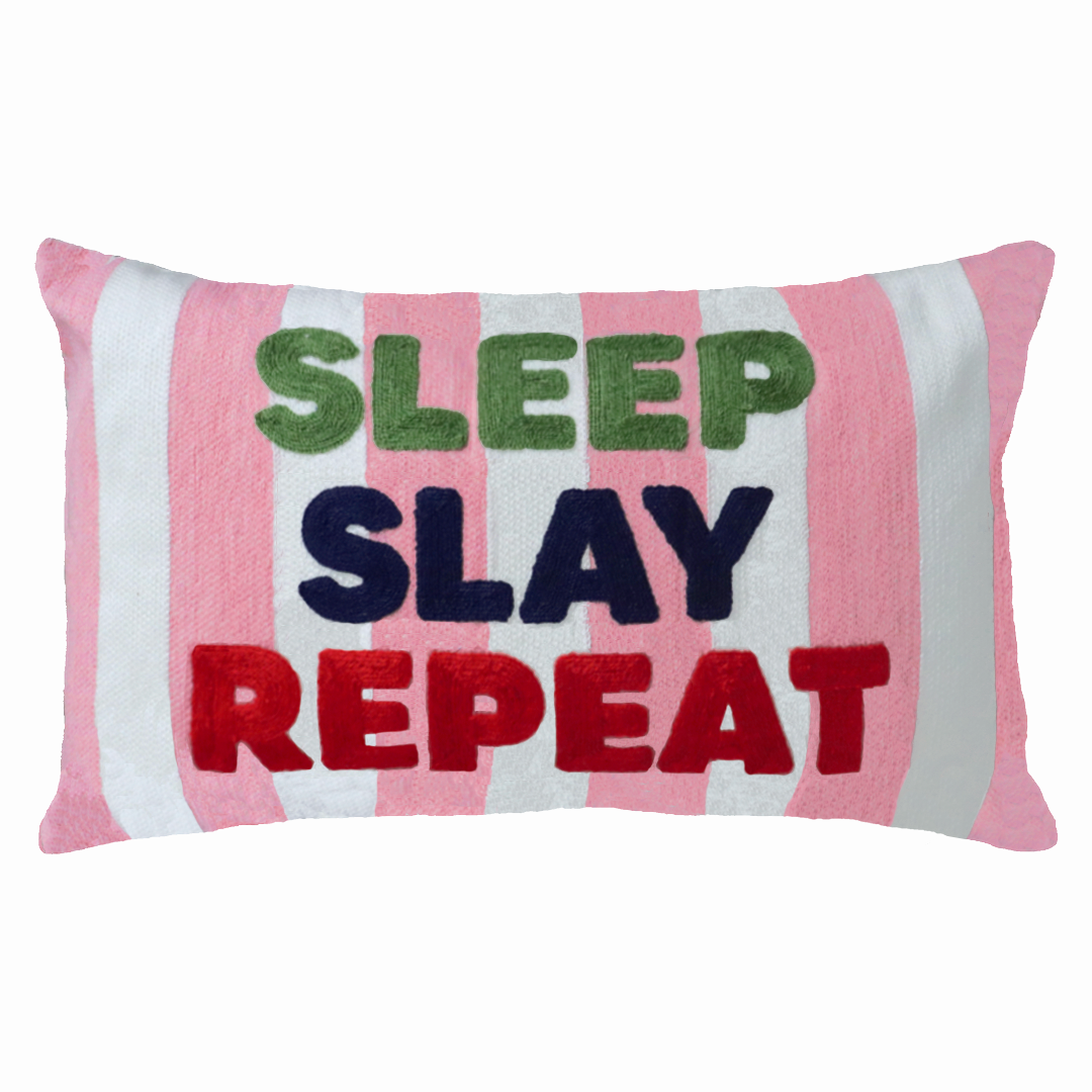Sleep Slay Repeat Needlepoint Cushion