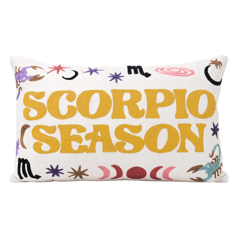Scorpio Season zodiac needlepoint cushion by The Pillow Drop