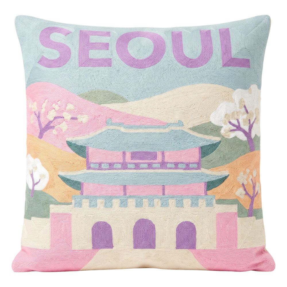 Seoul needlepoint cushion by The Pillow Drop