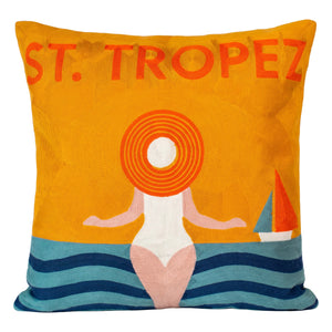 St. Tropez Palm needlepoint cushion by The Pillow Drop