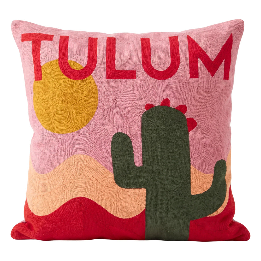 Tulum Cactus needlepoint cushion by The Pillow Drop