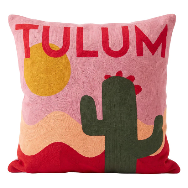 Tulum Cactus needlepoint cushion by The Pillow Drop